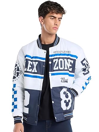 Bewakoof Official Disney Merchandise Mickey Men's Typography Oversized Fit Full Sleeve Stand Collar Nylon Jacket