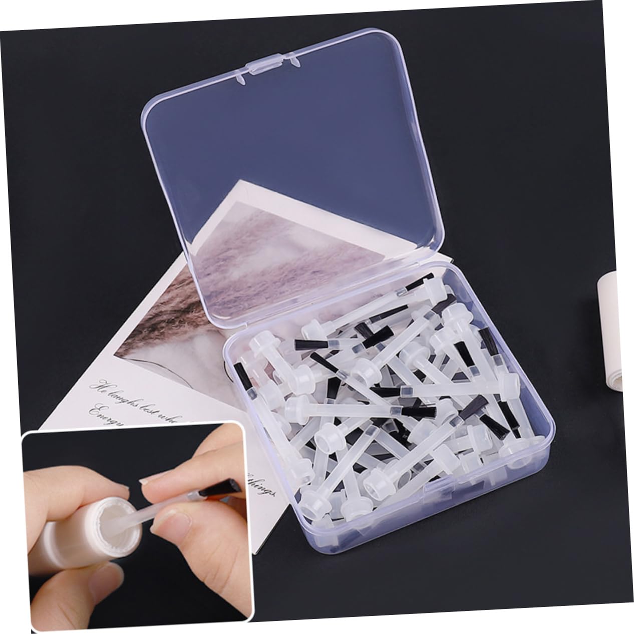 VICASKY 50pcs Disposable Nail Art Brush Gel Builder Nail Polish Brush for Cleaning Art Supplies Replacement Handles
