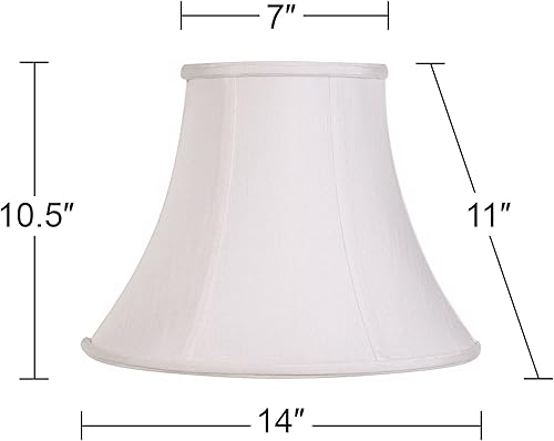 Miniatura 4 de Pantalla de lámpara de campana mediana blanca de 7 pulgadas superior x 14 pulgadas inferior x 11 pulgadas de inclinación x 10.5 pulgadas de alto
