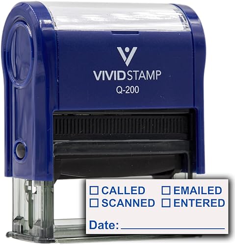 Llamado  Escaneado  Enviado por correo electrónico con sello de goma de oficina autoentintado de línea de fecha (tinta azul) - Q-200