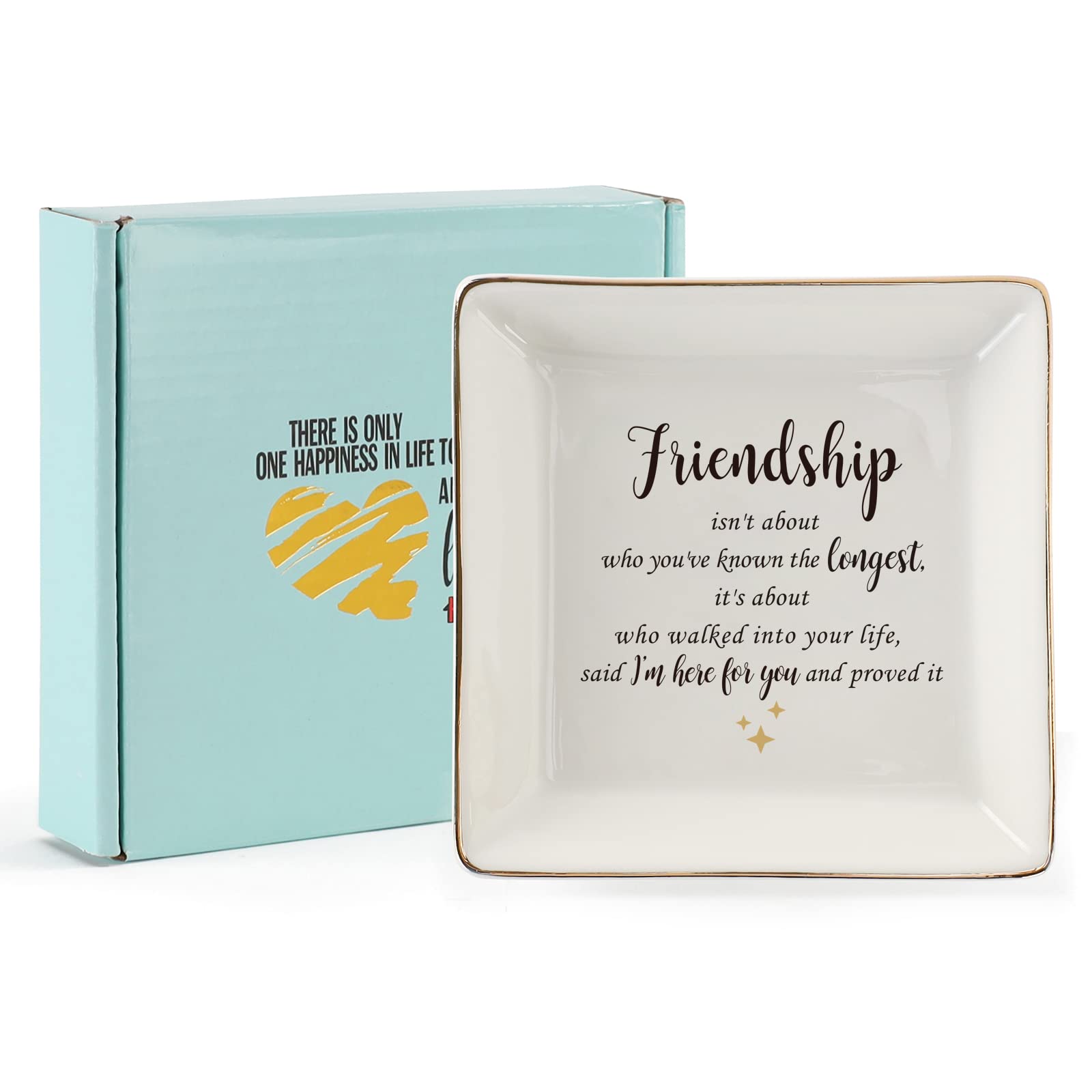 HOME SMILE Ceramic Ring Dish Jewelry Tray for Mom Sister Friends Friendship is not about who you've known the longest