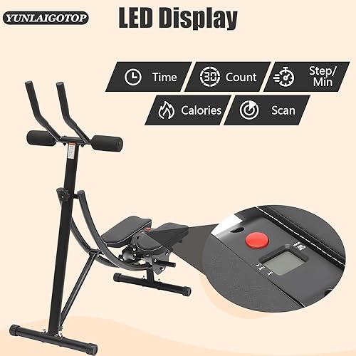 Miniatura 3 de Abdominal Crunch Coaster, Height Adjustable Ab Trainer Abdominal Whole with LCD Monitor & Six Silent Rollers, Body Workout Machine for Home,