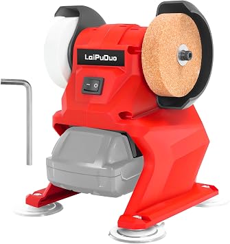 Cordless Mini Bench Grinder Polisher Compatible with Milwaukee 18V Battery,Dual Grinding Wheels,5500 RPM Household Grinding Wheels for Sharpen Knives,Rust Removal,Drills,polishingNo Battery