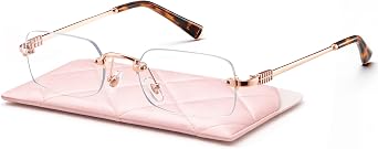 livho Blue Light Blocking Glasses for Women and Men, Lightweight Metal Frame Computer Glasses, Anti Eye Strain, UV Protection