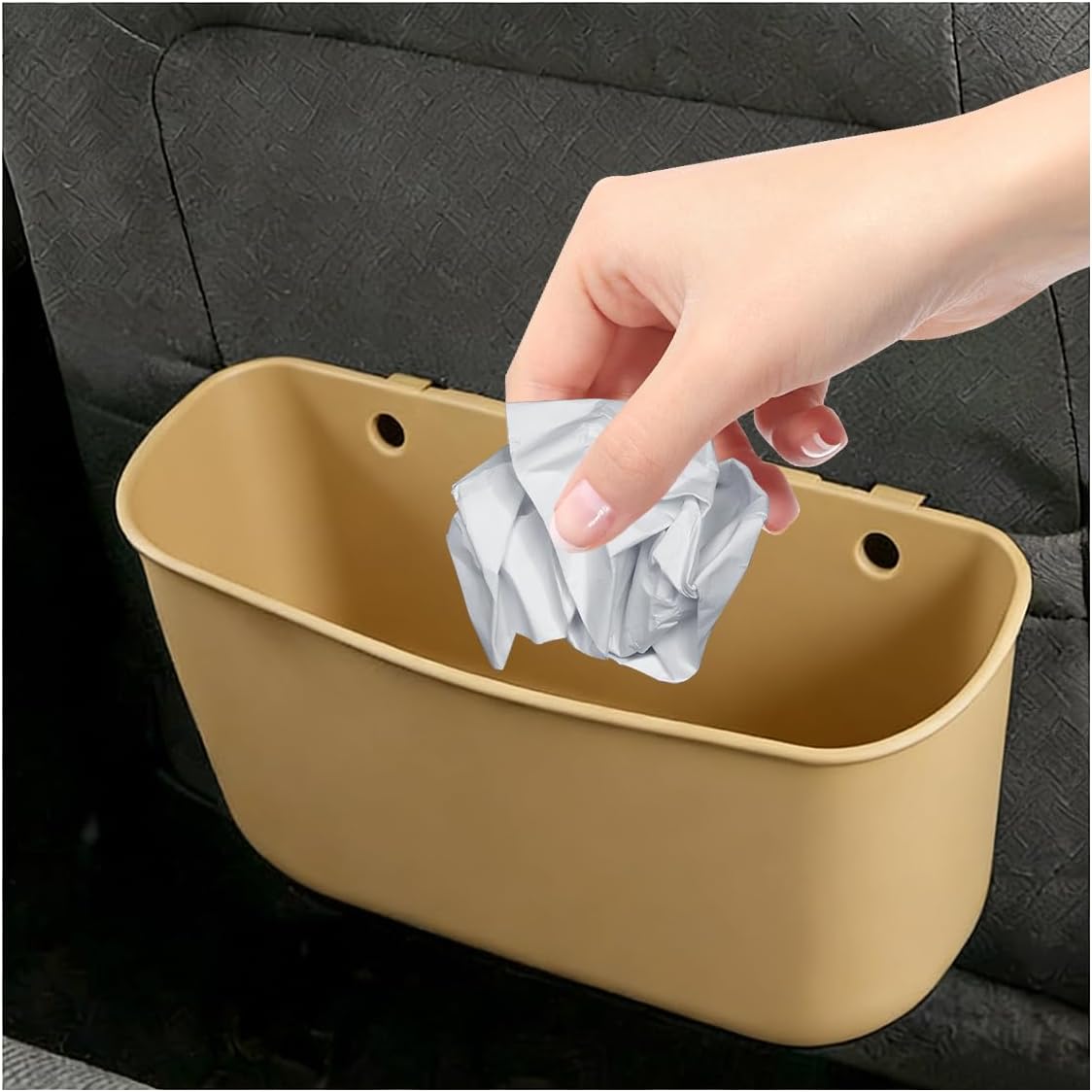 Craedli Mini Car Trash Can, Portable Hanging Automotive Garbage Bin Container, Small Garbage Can Vehicle Trash Organizer for Car Door & Seat Back, Interior Accessories for Auto SUV Truck (Black)