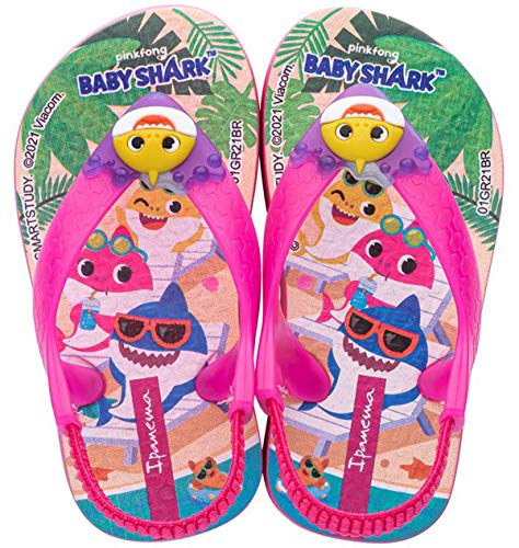 Chinelo de Dedo BABY SHARK Grendene, bebê-meninas, Rosa/Rosa, 22