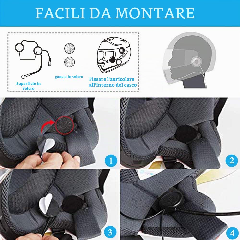 Cuffia per Casco Moto Auricolari Cuffie Bluetooth Musica Stereo, FreedConn L1M Bluetooth 4.1 Navigatore e MP3, Raggio di 10m, Interfono Cuffia e Microfono Sportivo Sci Bicicletta Arrampicata