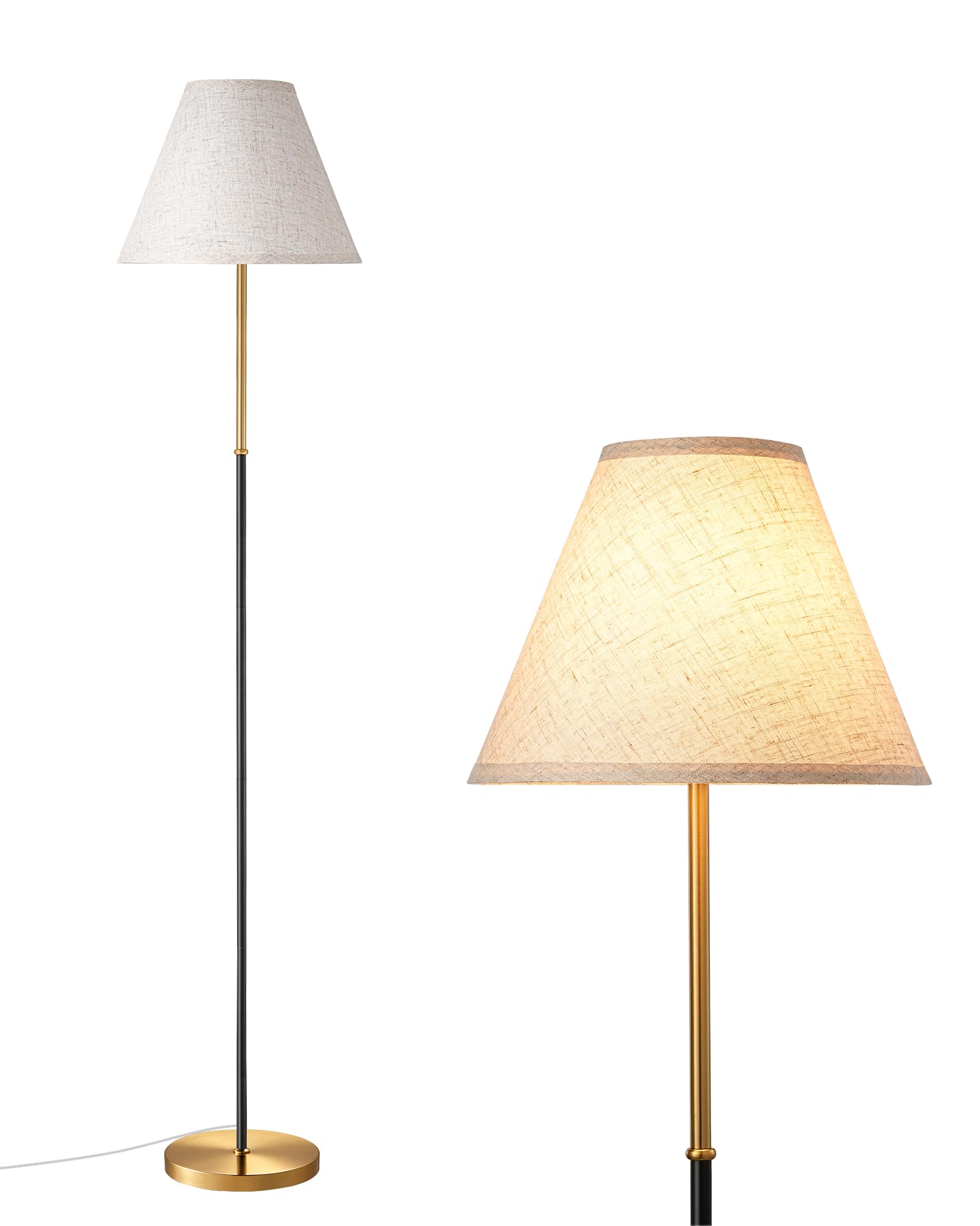 EDISHINE Retro Floor Lamp with Linen Lampshade, E27 Base, Beige — image 1