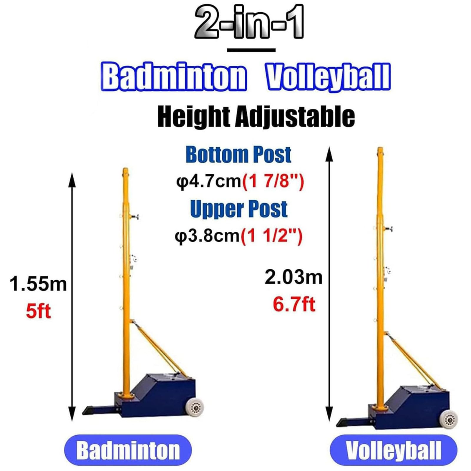 Palo da Pallavolo Portatile Mobile per Interni O Esterni