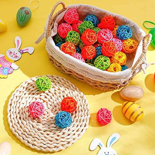 45 Pcs Wicker Rattan Balls Ins Style Color Decor Decorative Vase Filler Table Wedding Christmas Summer Decoration For Baby Shower Artcraft Birthday Party Aromatherapy Accessories, 1.6 Inch, 5 Colors #TOP5