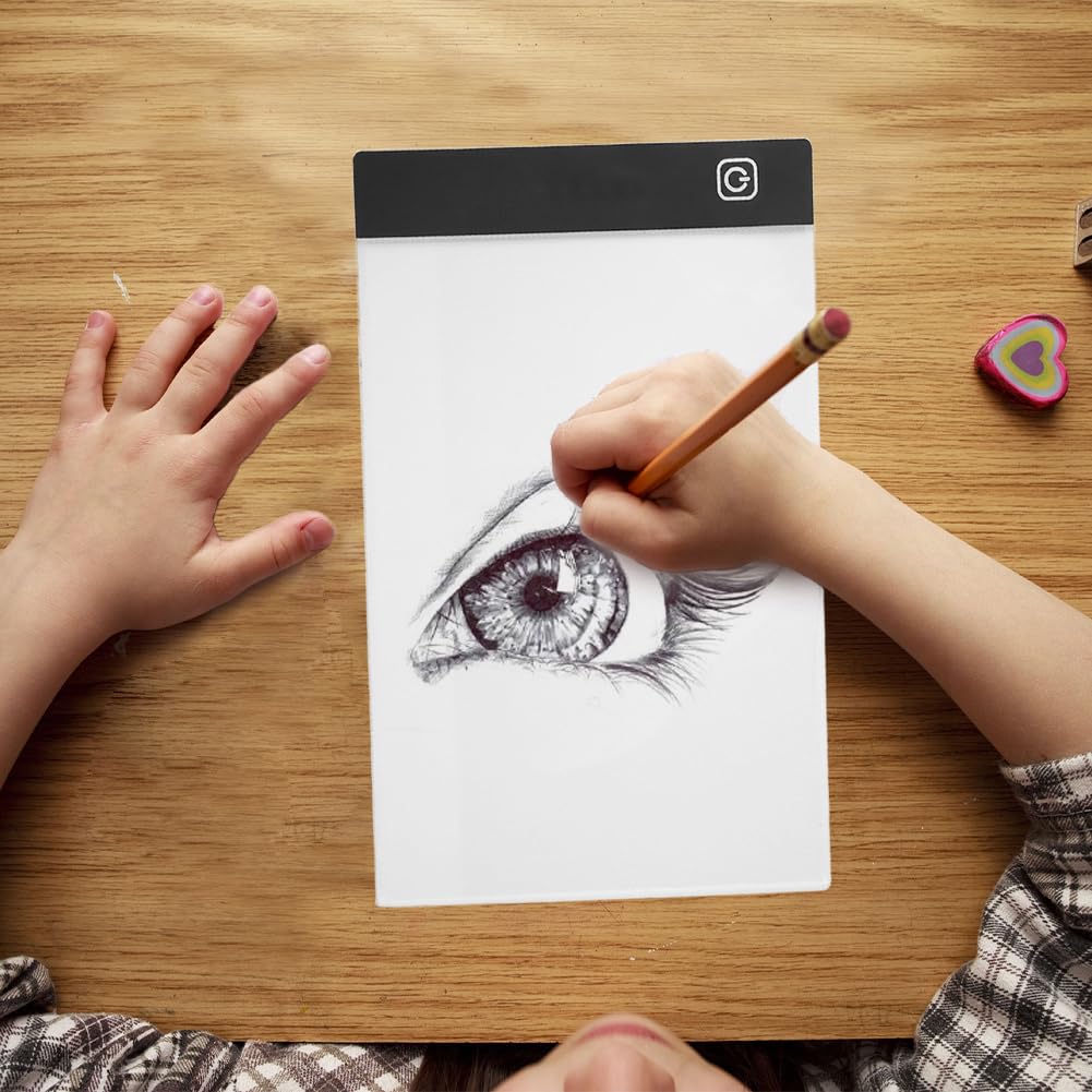 Tiiyee Tavola Luminosa Per Disegnare, Lavagna Ricalcare Disegni Tavolo Disegno A5 Disegnare Con Cavo Usb Led Light Pad Luminosità Regolabile Animazione Schizzi Progettazione Pittura A Diamante 5D