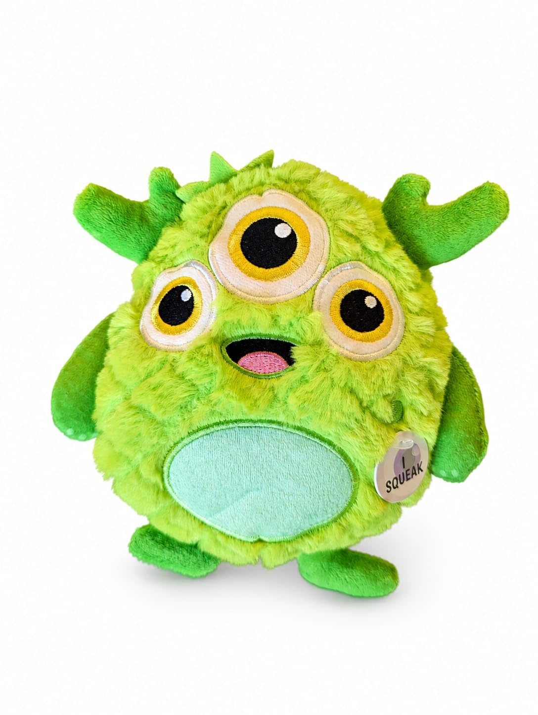 Soft Plush Monster Dog Toy - Squeaky Interactive Dog Toy for Dogs and Puppies - Interactive Cuddle & Play Pet Toy - Green Monster