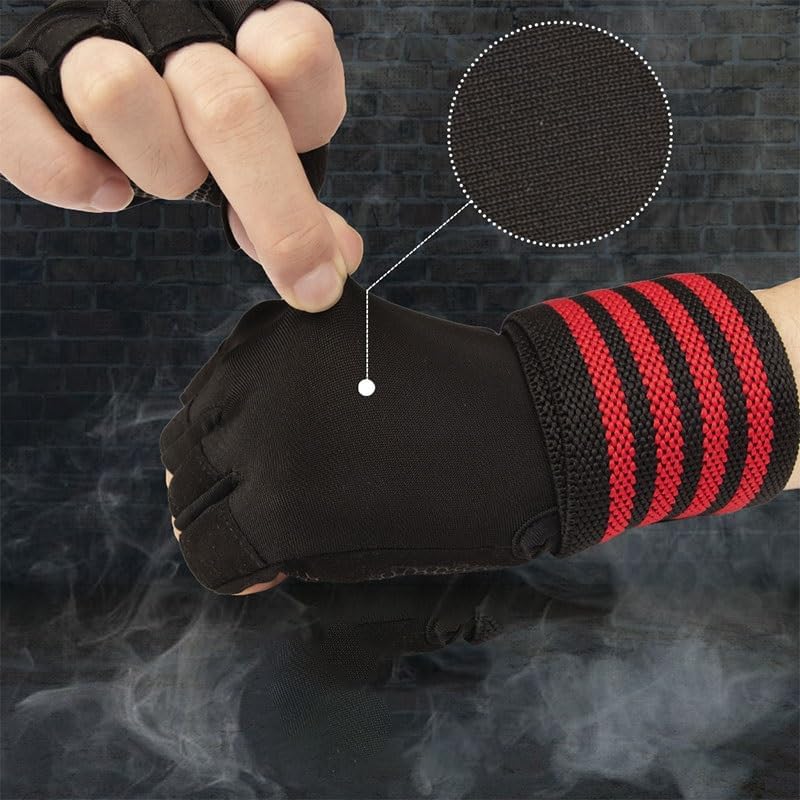 Power Training Fitness Nylon Gloves Prevent Calluses Half Finger Wrist Guard Integrated