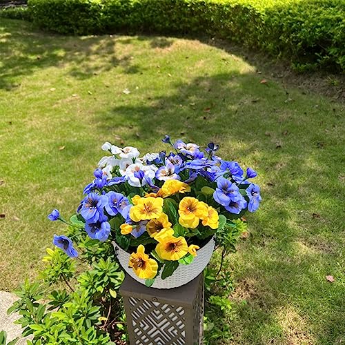 Waifomei PANSY001 8 Pcs Artificial Outdoor Flowers 10.23'' Uv Resistant Silk Wild Flowers Faux Pansies Bushes thumb #5