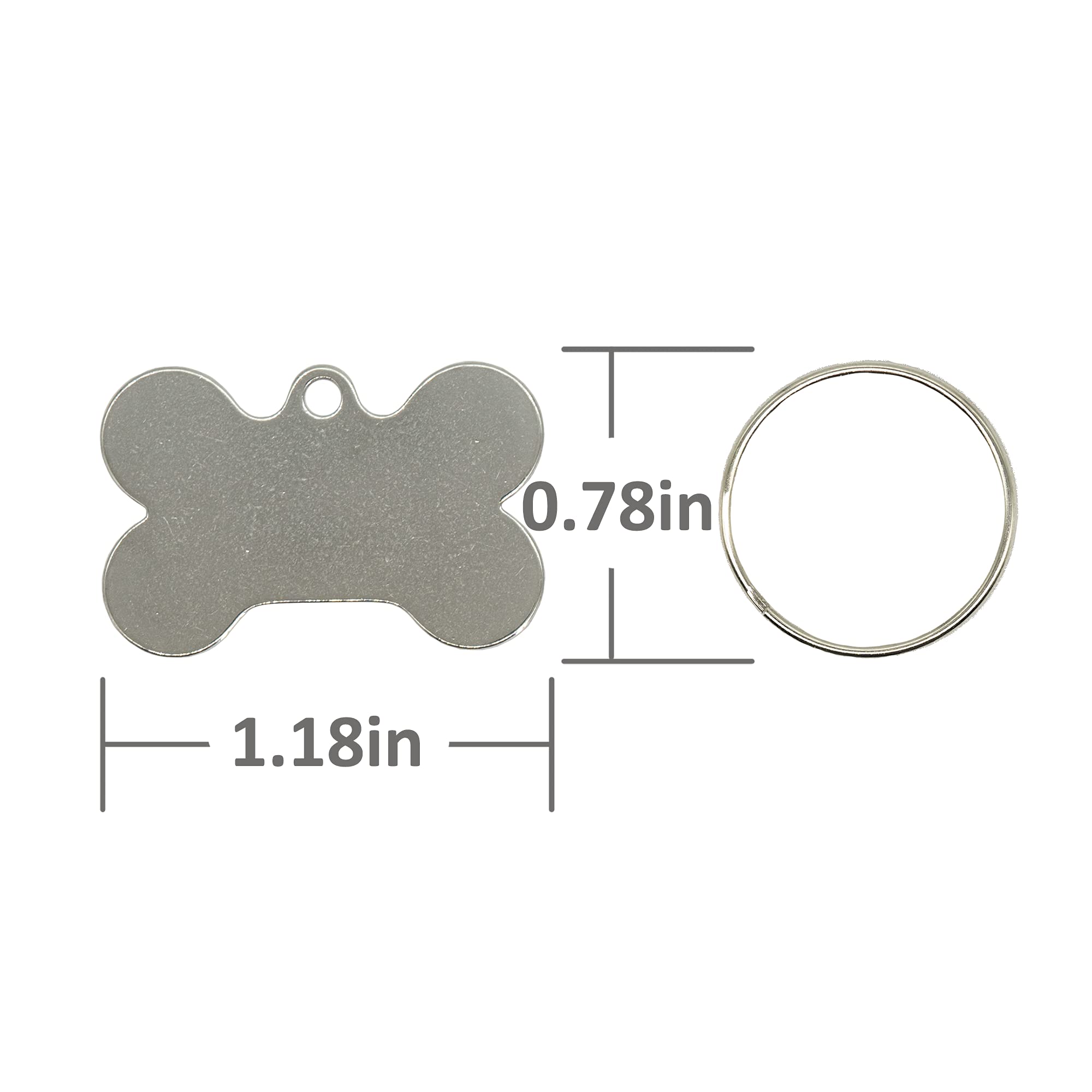 Diyhub 25 Set Silver Bone Shape Dog Tags - Stainless Steel Stamping Blanks With Key Rings For DIY Pet ID & Crafts - View #7