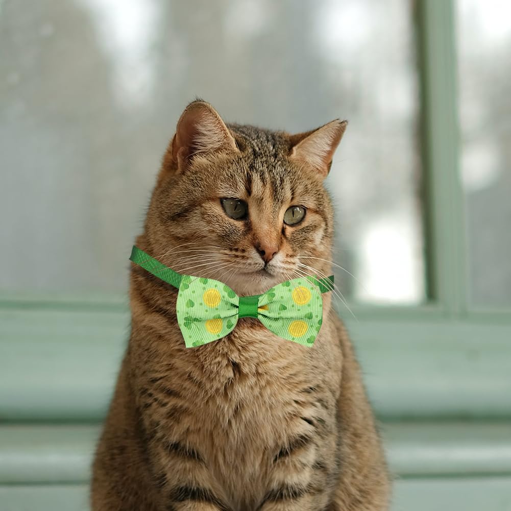St. Patrick's Day Dog Costume,Puppy Bandana Collar with Bow Tie and Triangle Clover Hat Green Irish Dog Adjustable Accessories for Pet Puppy Cat Party Dress-up Cosplay Costume - Image 4