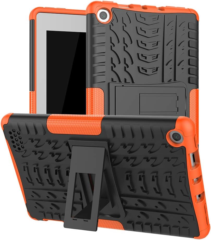 Maomi for K i n d l e F i r e 7 case 2019 2017 Released 9th/7th Generation,Kickstand Heavy Duty Cover (Orange)