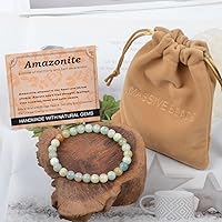 Vista 250 de MASSIVE BEADS Pulsera elástica de yoga hecha a mano con piedra natural, cristal curativo, energía, regalos para adultos unisex de 0.157 in, 0.236
