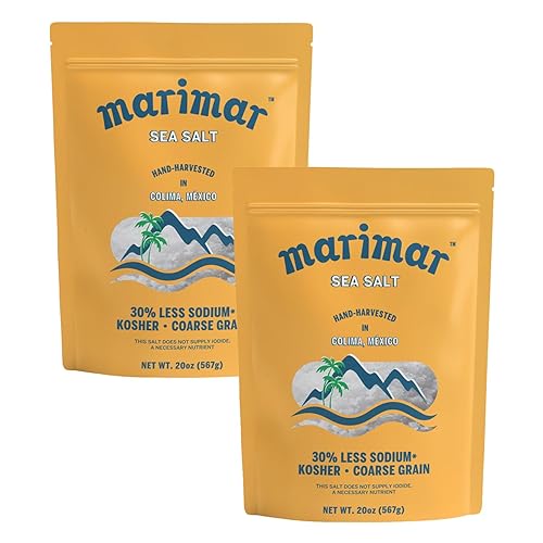 Marimar Sal marina, naturalmente baja en sodio, grano grueso, Kosher, 20 onzas (paquete de 2)