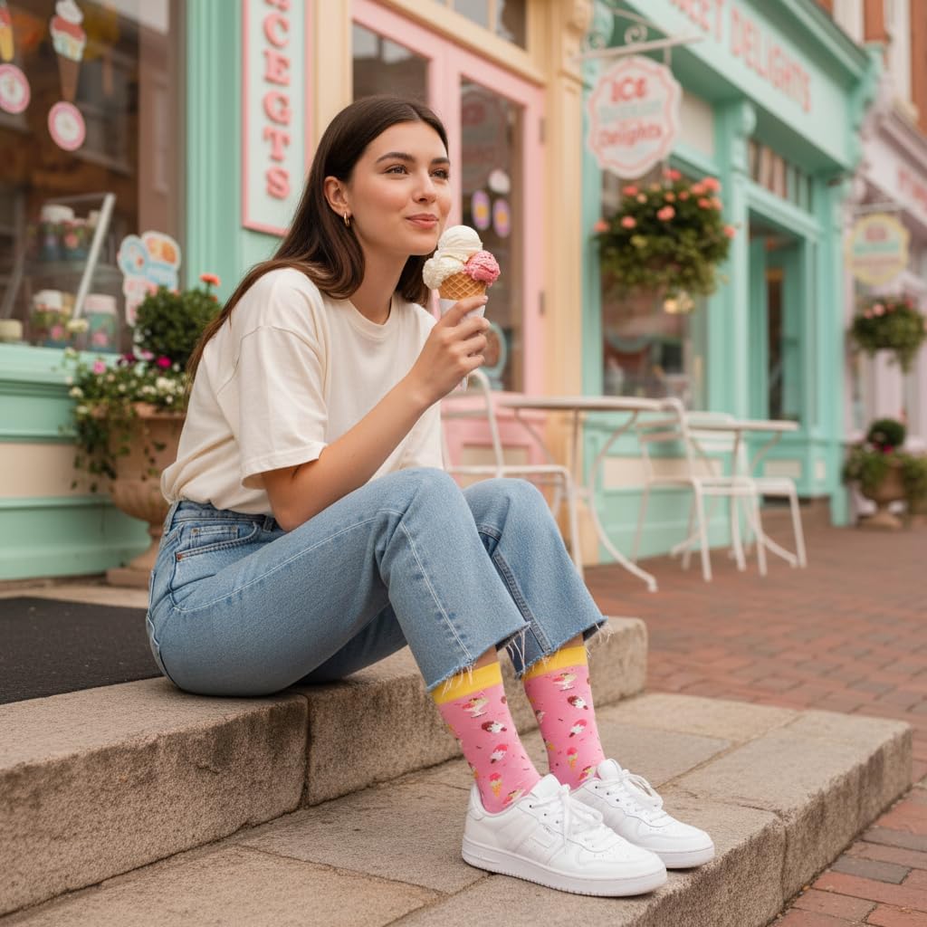 ZAGKOO Funny Food Gifts for Men, Women - Coffee, Pizza, Tacos, Bacon, Ice Cream Novelty Socks - If You Can Read This Socks
