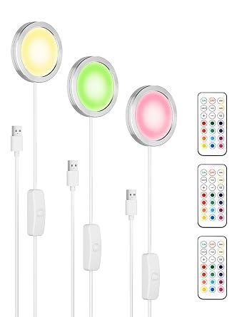 3PCS RGB Remote Control LED Lamp Kit 001 for Bambu Lab H2D/A1/A1mini/P1S/P1P/X1C, Upgraded Multicolor Makerworld Maker's Supply Hardware Kit, Energy-efficient Custom Lighting Project | Energy-efficient Multicolor Custom Lighting Accessory Compatible with Bambu Lab All Series 3D Printers