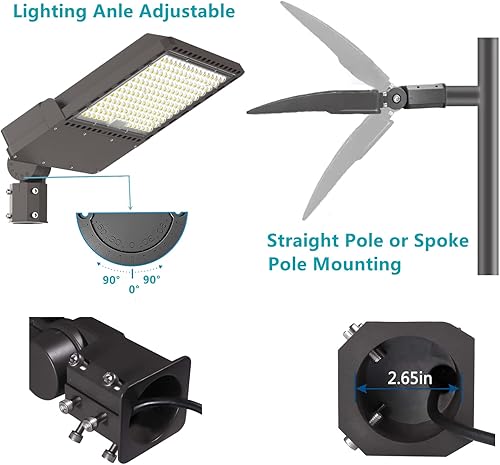 Miniatura 4 de WHLED Luz LED de estacionamiento de 400 W con accesorio deslizante, 5000 K luz diurna 56000 lm, equivalente a HPSHID de 1500 W, iluminación de