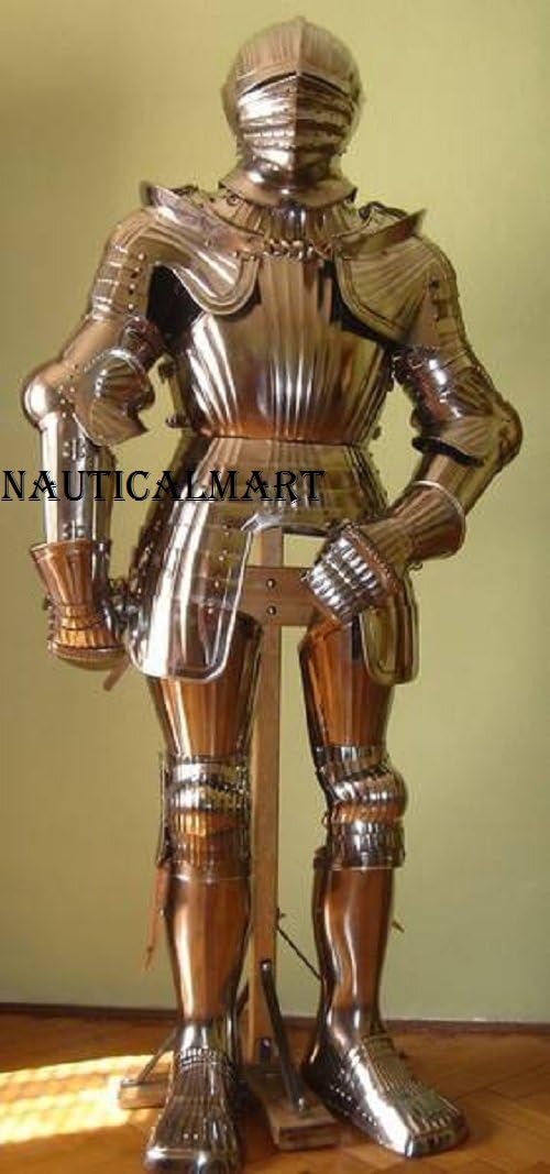 NauticalMart Maximilian Medieval Suit of Armor Closed Helmet Knight Full Armour Costume