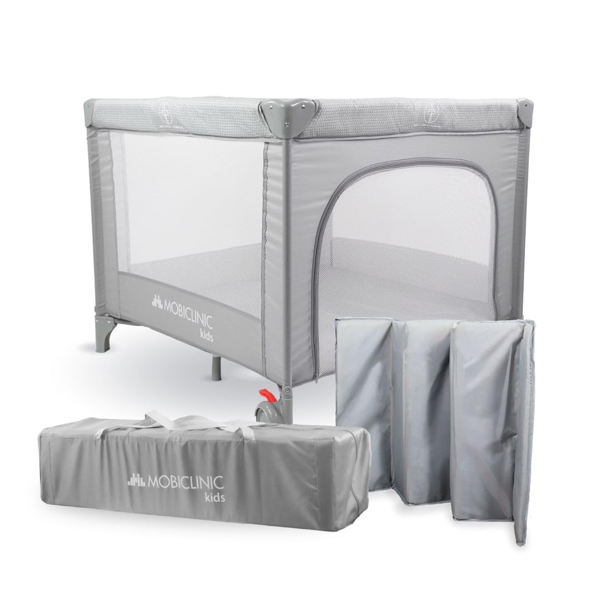 Mobiclinic®, Baby Laufgitter, 2 in 1, Reisebett, Tragetasche, Faltbar, Seitlicher Einstieg, Baby Laufgitter, 0-3 Jahre, Atmungsaktives Netz, 2 Räder mit Bremse, Herausnehmbare Matratze, Sleepland