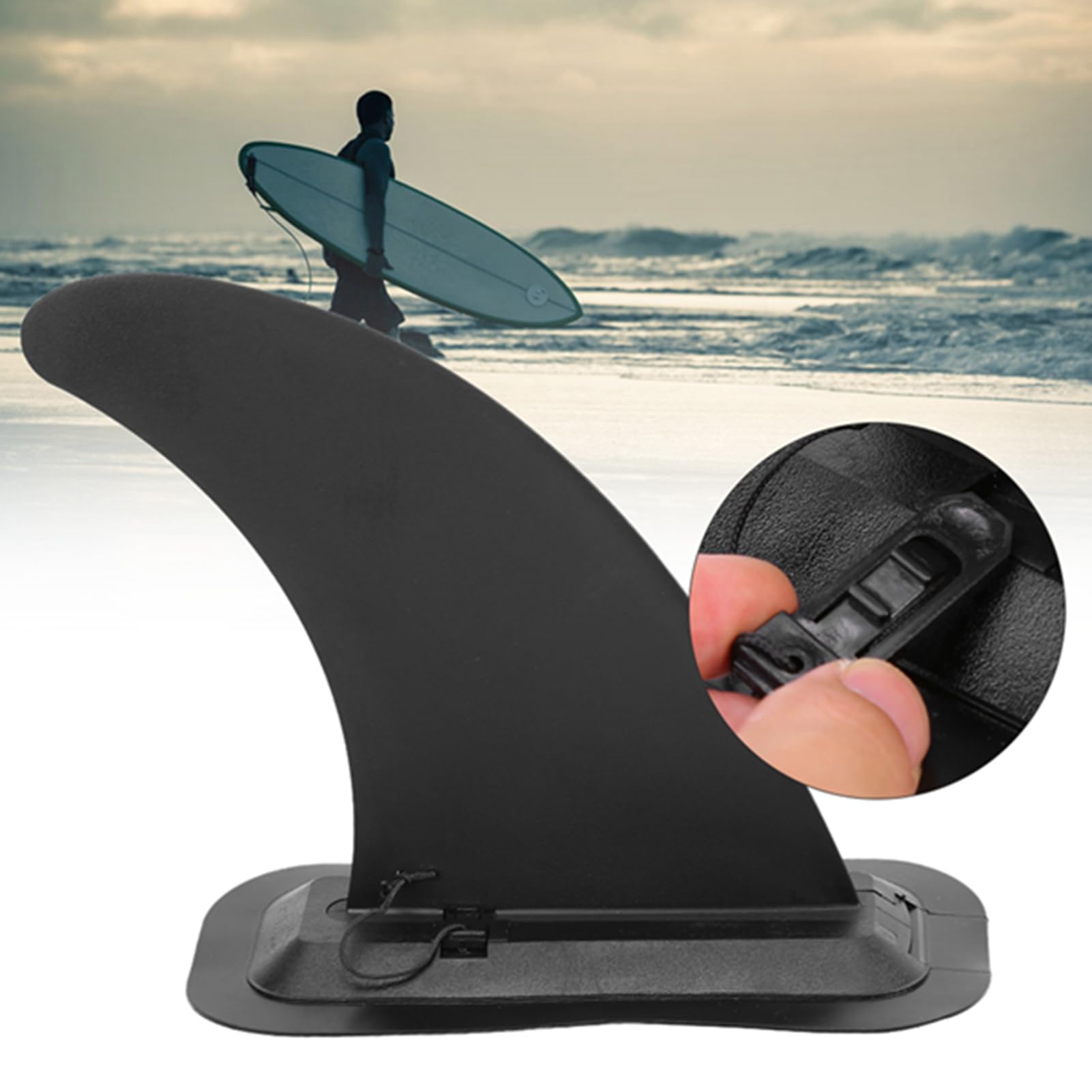 Pinna centrale in PVC per tavola Stand Up Paddle Tavola da surf Tavola lunga Pinna singola nera staccabile