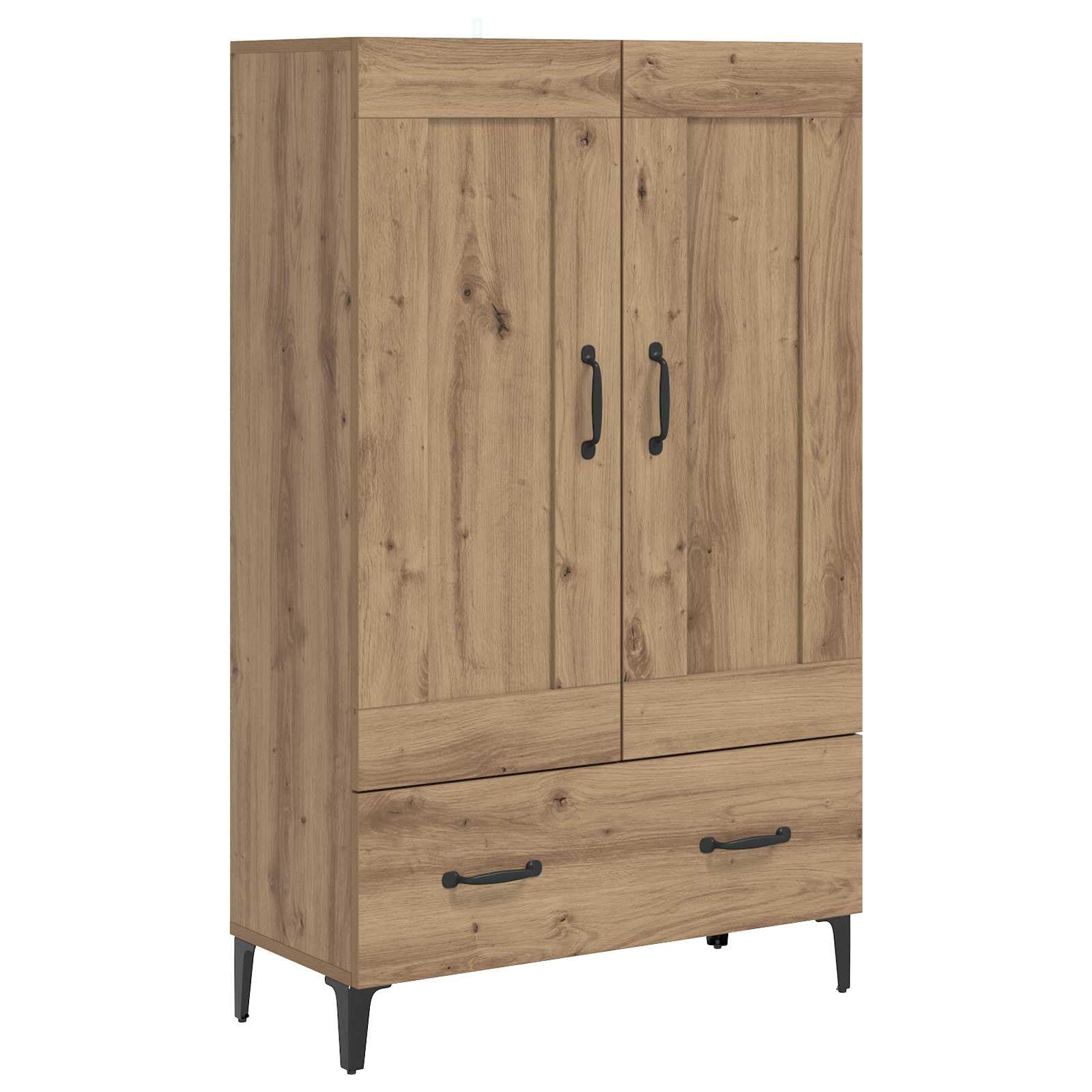 Armario auxiliar de pasillo estrecho resuelvelotodo en madera roble Artisan con cajón