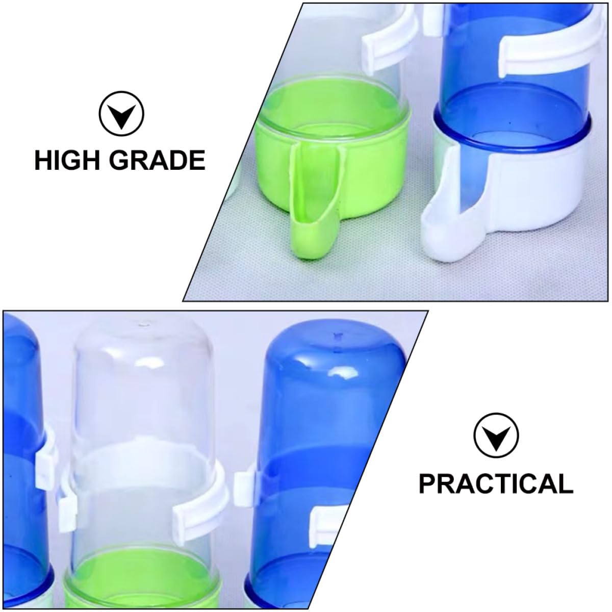 Toyvian Lot de 6 Abreuvoirs Automatiques pour Perroquets, Fontaine à Eau 240 ML en Plastique Solide, Outil d'alimentation en Eau pour Oiseaux en Cage, Accessoire Pratique Couleur - 4