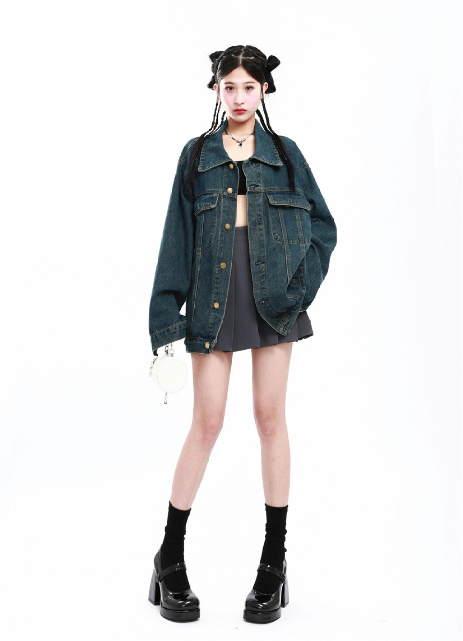 Chaquetas vaqueras retro americanas gran tamaño mujer moda coreana Y2K