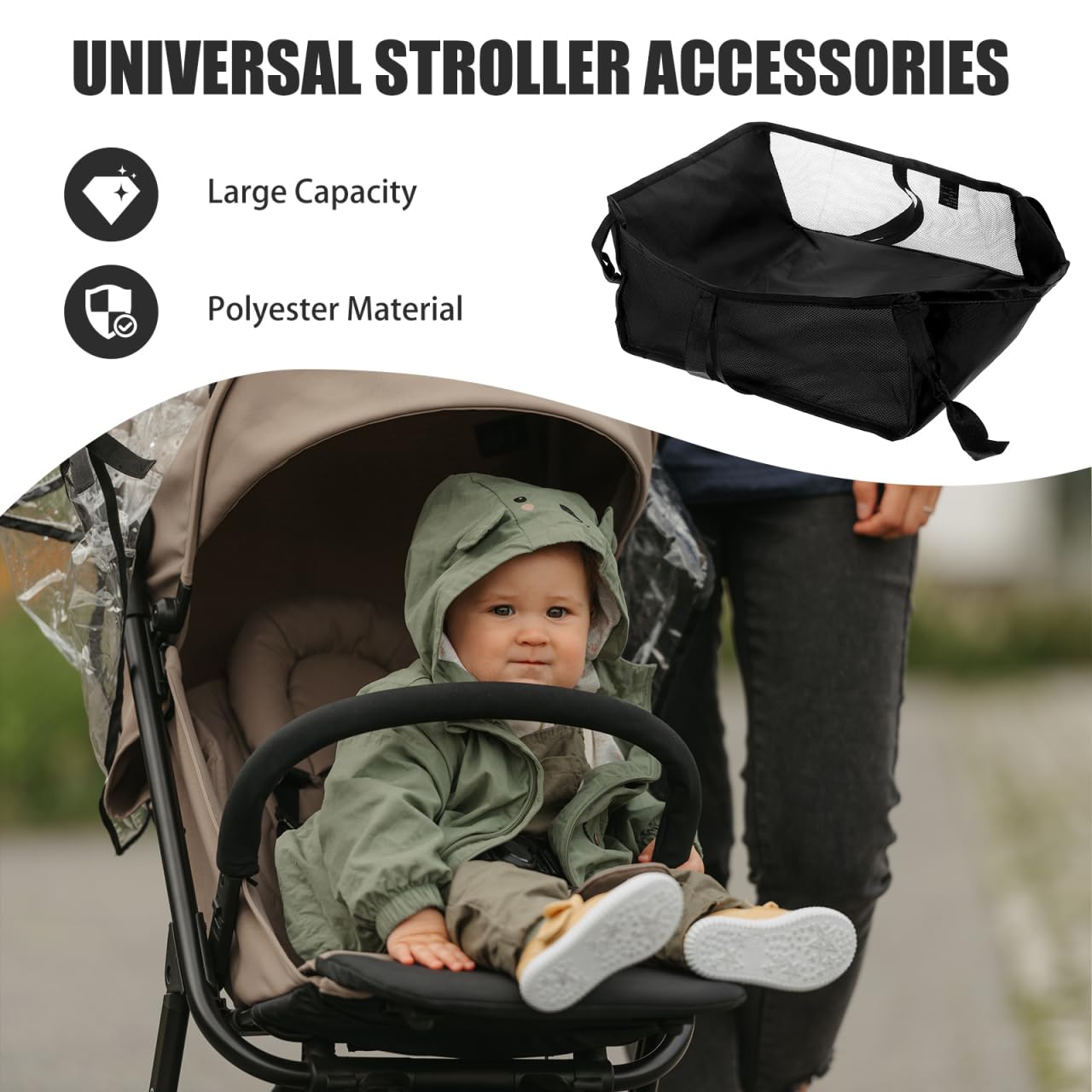 Cestino Inferiore Per Passeggino, Cestino Inferiore Per Carrozzina, Per Passeggino In Tessuto Oxford Per Lo Shopping