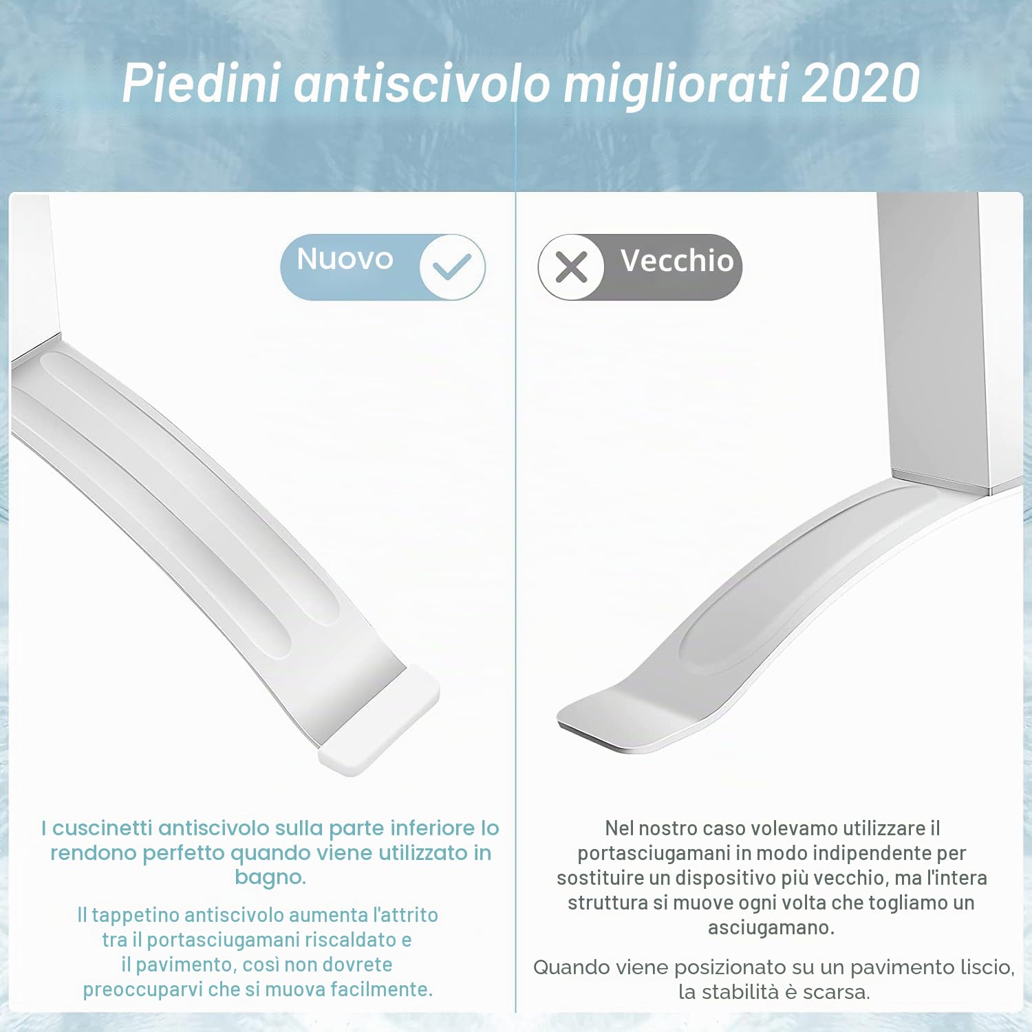 FANTASK Scaldasalviette elettrico 2 in 1, portasciugamani con 6 aste, autoportante e montato a parete, 100 W, telaio in alluminio, scaldasalviette