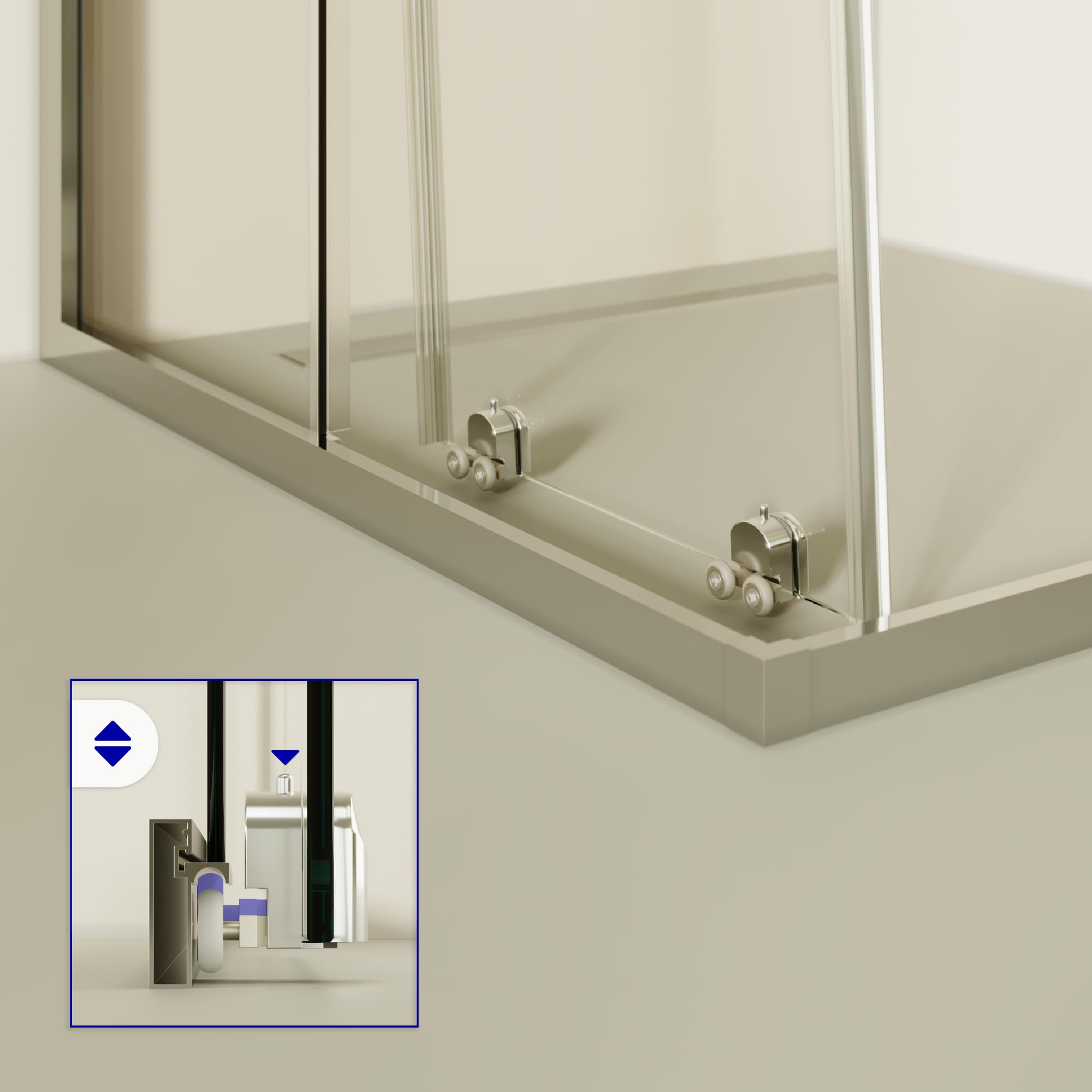 Mampara de Ducha Diana 90x90x185cm | REVERSIBLE | Puerta corredera, Ajuste 87,5-89,5 x 87,5-89,5cm | Perfiles Cromados, Cristal Parcialmente satinado 6mm