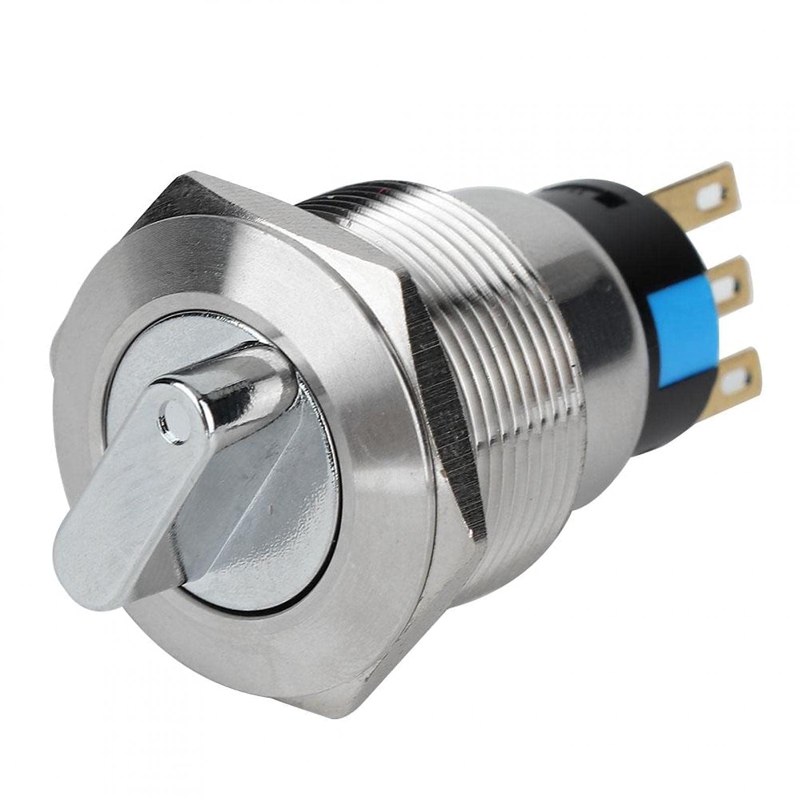 Rotary Changeover Switch, 19mm Stainless Steel Knob Switch Changeover Selector Waterproof IP67(3 Pin and 2 Level)