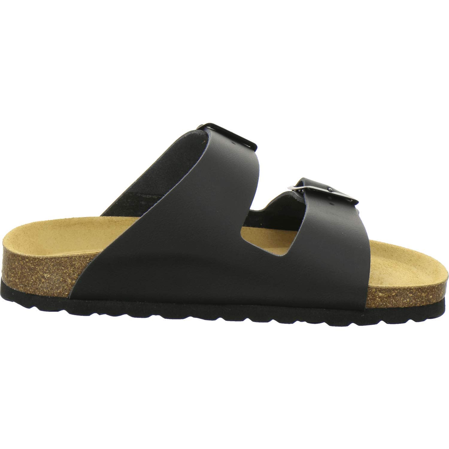 AFS-Schuhe 2100 - Chanclas cómodas para mujer de piel auténtica, prácticas zapatillas de trabajo, zapatillas de estar por casa, hechas a mano en Alemania, color Negro, talla 42 EU