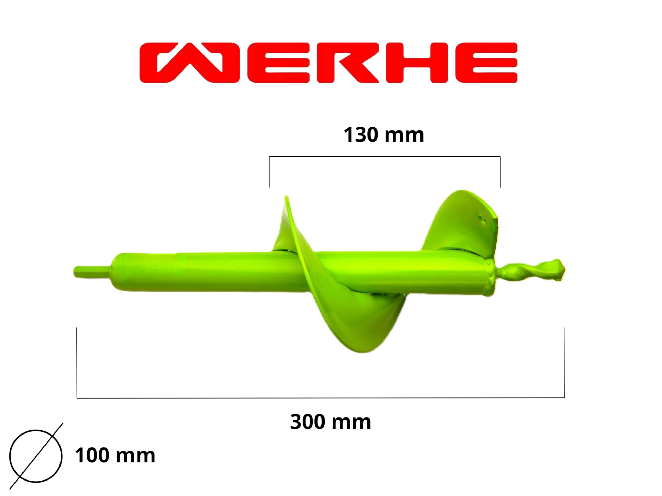 WERHE Punta da terra 100 mm Ø, lunga 300 mm per trapano e avvitatore a batteria – trivella da giardino per piantare senza sforzo fiori, arbusti e scavare fori per pali di recinzione