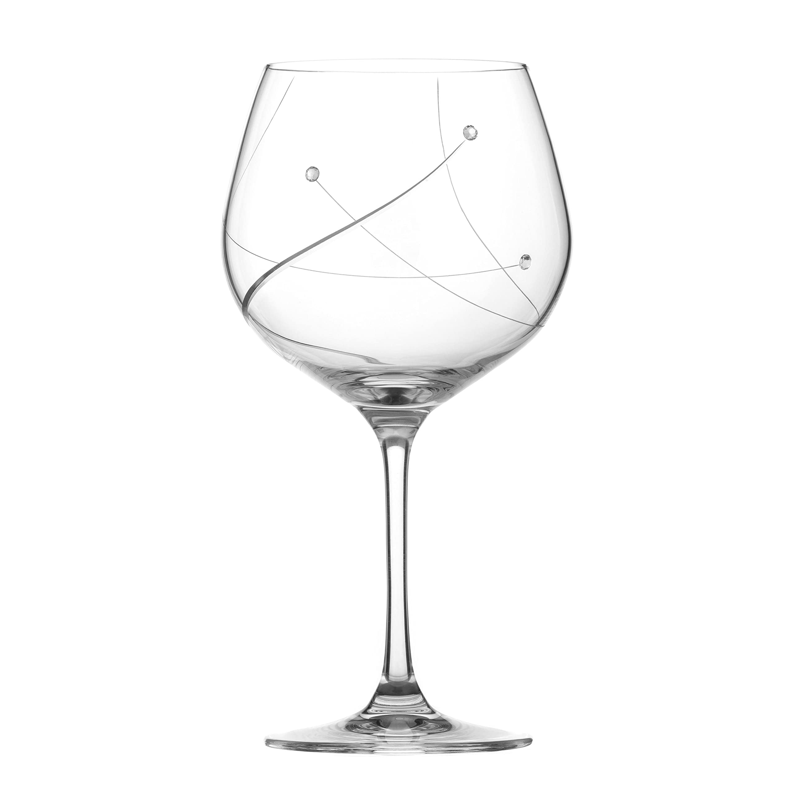 DIAMANTE Crystal Gin Copa Glass – ‘Angeline’ Collection Crystal Balloon Glass Single Glass
