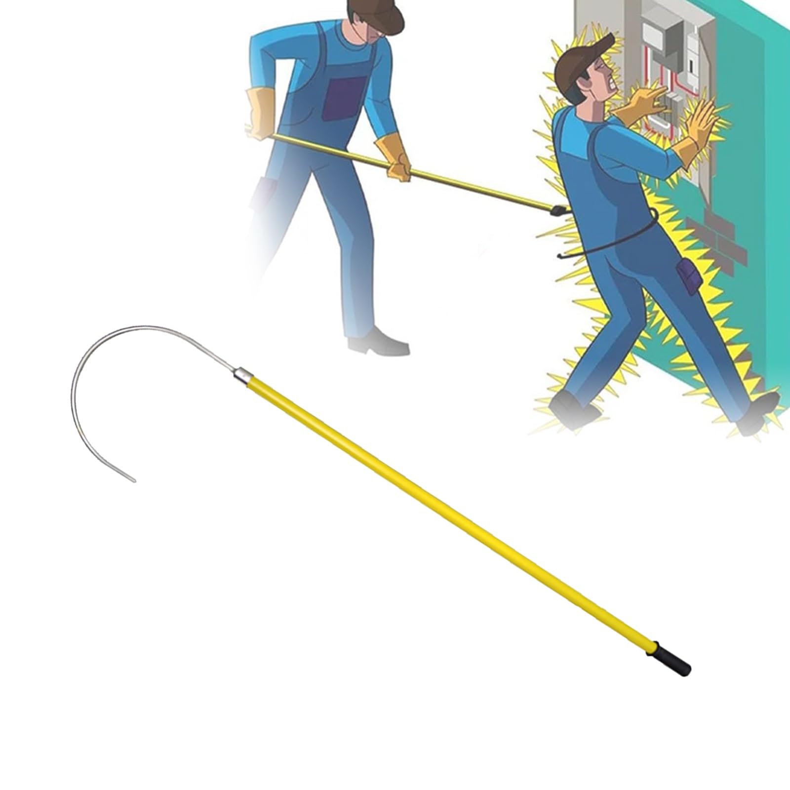 GLETSF High Voltage Insulated Rescue Hook, Fiberglass Handle for Electricians and Firefighters, Anti Electrocution Safety Tool for 10kV-35kV Protection (size_name 6.5f,size_name-6.5ft/2m