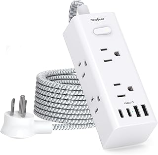 Power Strip Surge Protector - 6 Widely Outlets with 4 USB Ports (2 USB C), 3-Side Outlet Extender Strip, 6 Ft Extension Cord Flat Plug, Wall Mount Small Power Strip for Travel Home Office College Dorm