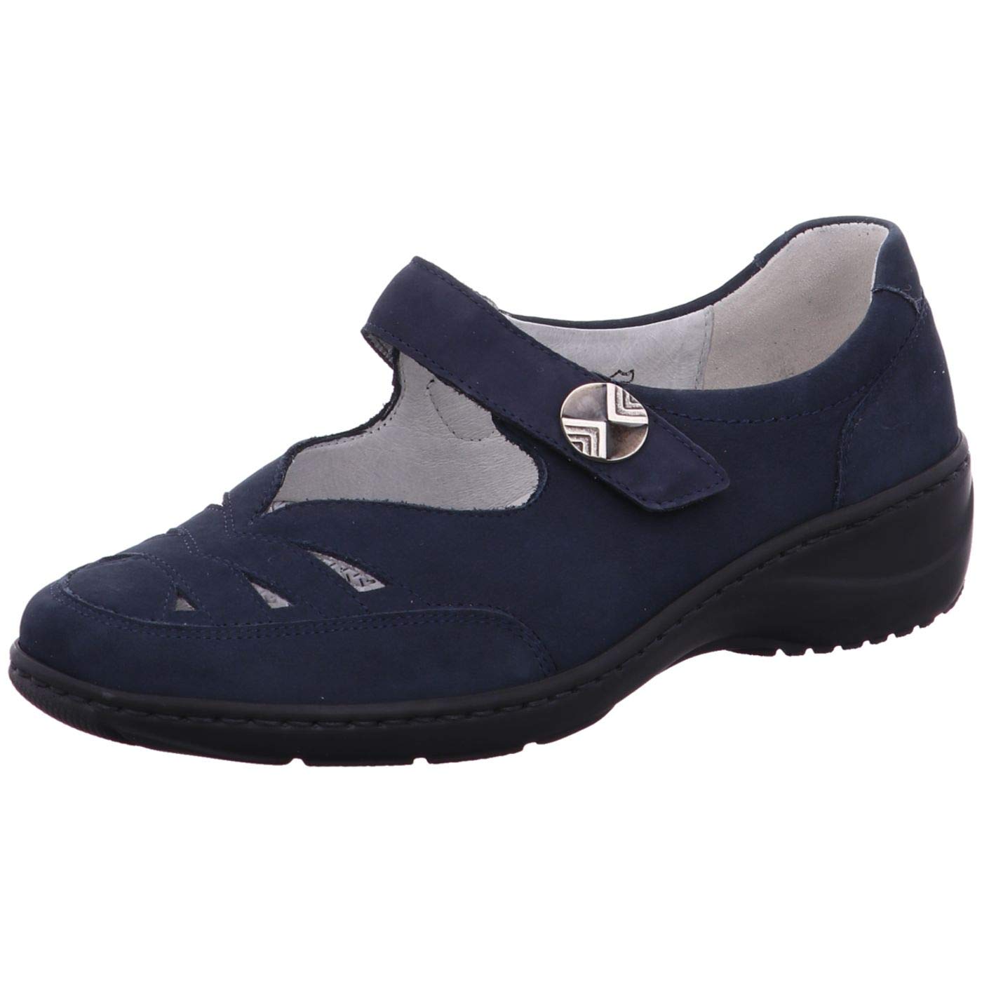 Ballerines Femme Waldläufer Kya - Cuir Nubuck Beige - Semelle Légère - Talon Compensé 2.5 Cm - Fermeture Velcro