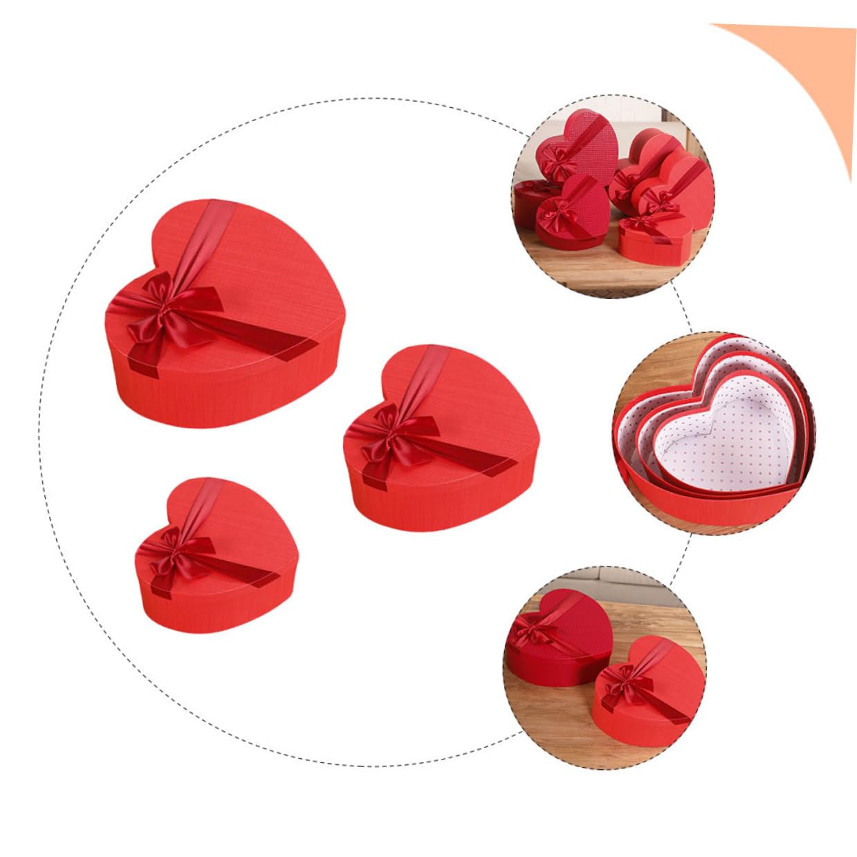 FUNOMOCYA 3 Stück Herzförmige Geschenkboxen Rot Wiederverwendbare Aufbewahrungsboxen aus Leichtem Material für Valentinstag Hochzeit und Festliche Anlässe