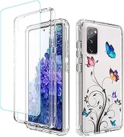 Vista 1 de Funda para Galaxy S20 FE 5G, SM-G781U con protector de pantalla de vidrio templado, diseño floral de cuerpo completo, carcasa rígida + funda de TPU