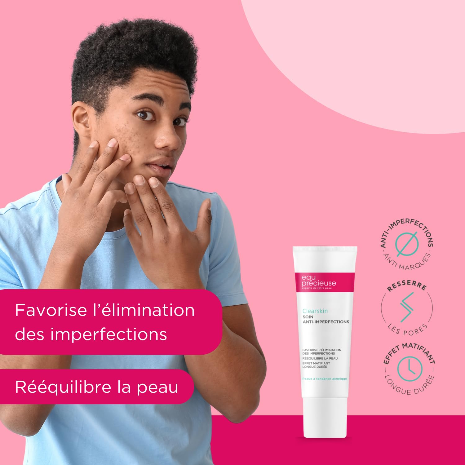 Eau Précieuse - Trousse Mes Indispensables 3 Soins visage - Lotion Purifiante - Gel Nettoyant - Soin Anti-Imperfections + 1 Eponge Konjac offerte