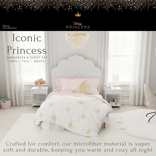 Miniatura 2 de Franco Collectibles Disney Princess Bedding - Juego de sábanas y edredón súper suave y acogedor, tamaño matrimonial, (producto 100% oficial con
