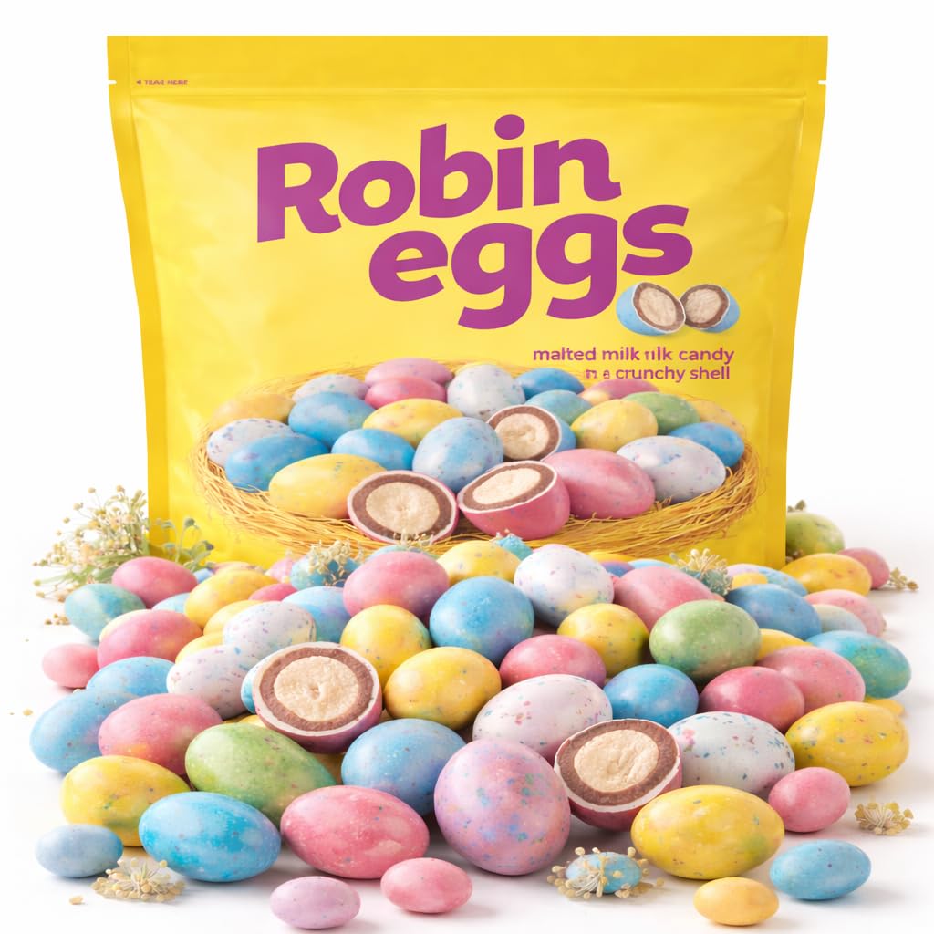 Robin Eggs Malted Milk Chocolate Candy 43 oz Big Bulk Bag | Pastel Speckled Chocolate Eggs with Crunchy Shell | Easter Egg Hunt Basket Stuffer Filler Spring Party Favor Treat Gift Pack