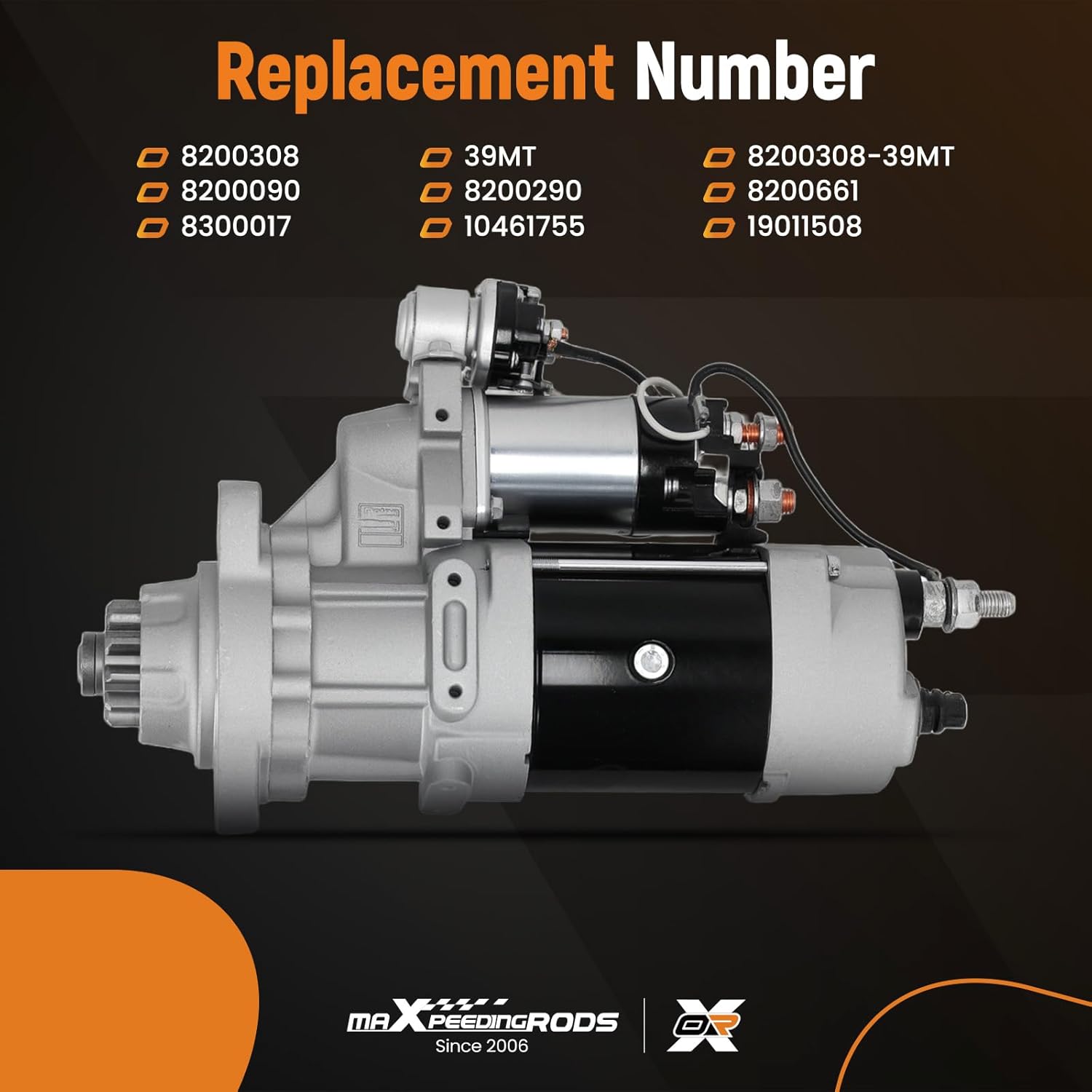 maXpeedingrods 8200308 6924N Starter Motor 39MT 12V 11T for Caterpillar C10 C12 C13 C15, Cummins ISM ISX M11 N14, Detroit Diesel Series 60, for Ford Freightliner International Kenworth Volvo Truck