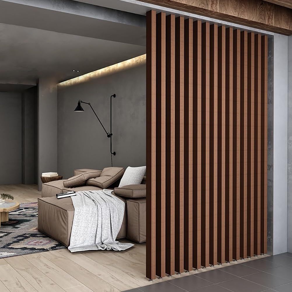 Wall Partition Divider Floor to Ceiling Wooden Slats - 2ft/3ft/4ft/5ft/6ft/7ft/8ft Tall Screen Partition Post Living RSimple Modern Entrance Restaurant Office Hollow Decor Column (Color : Wo