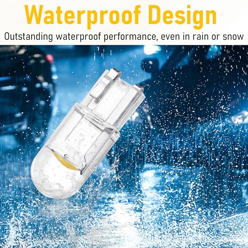 Image of ecocstm 30 PCS Car 194 LED Bulbs, 168 2825 W5W T10 Wedge COB LED Replacement Bulb, Error Free Interior Bulb for Dashboard Light, Dome Lights (Yellow)